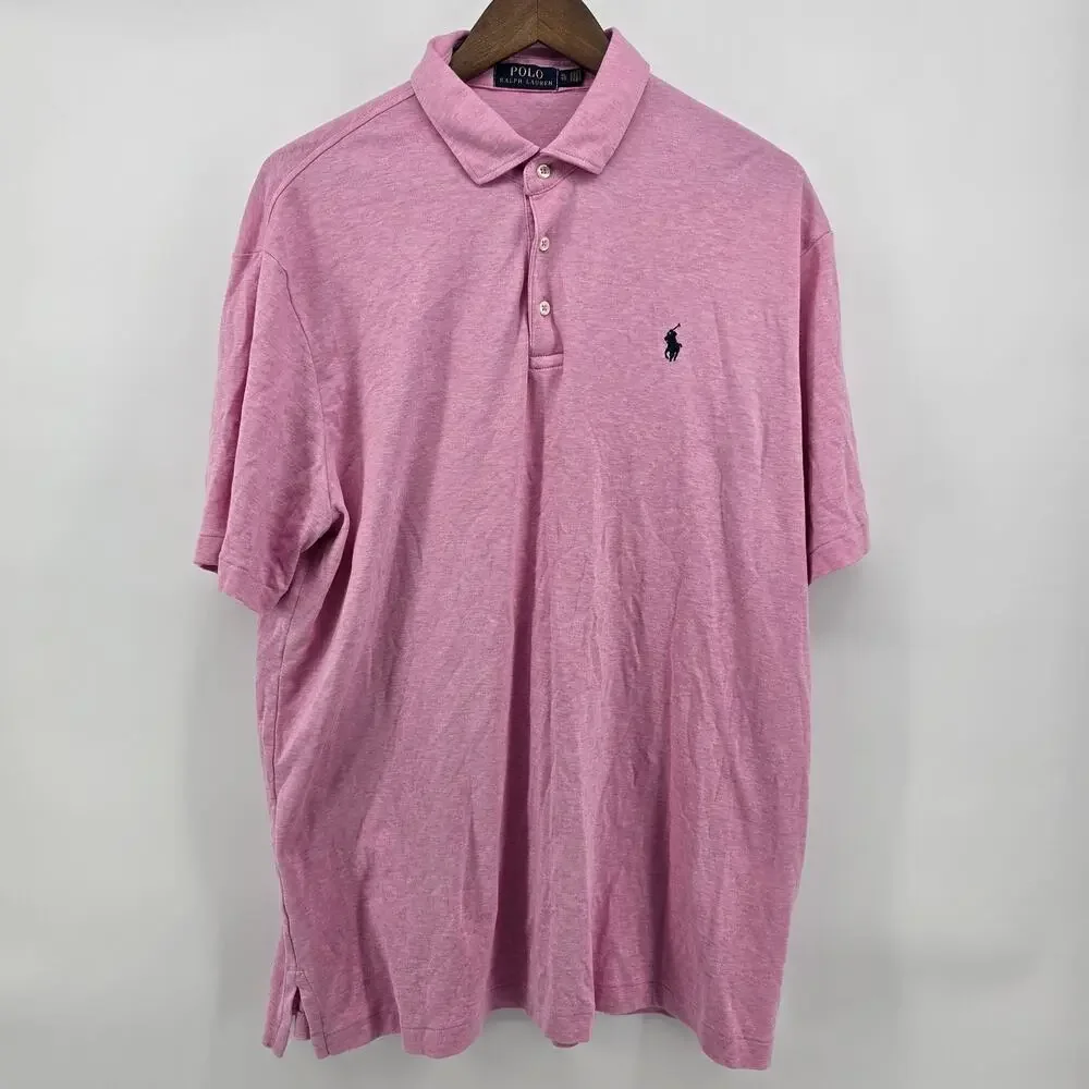 Polo Ralph Lauren Polo Shirt Mens XL Pink Classic‎ Fit Short Sleeve Cotton